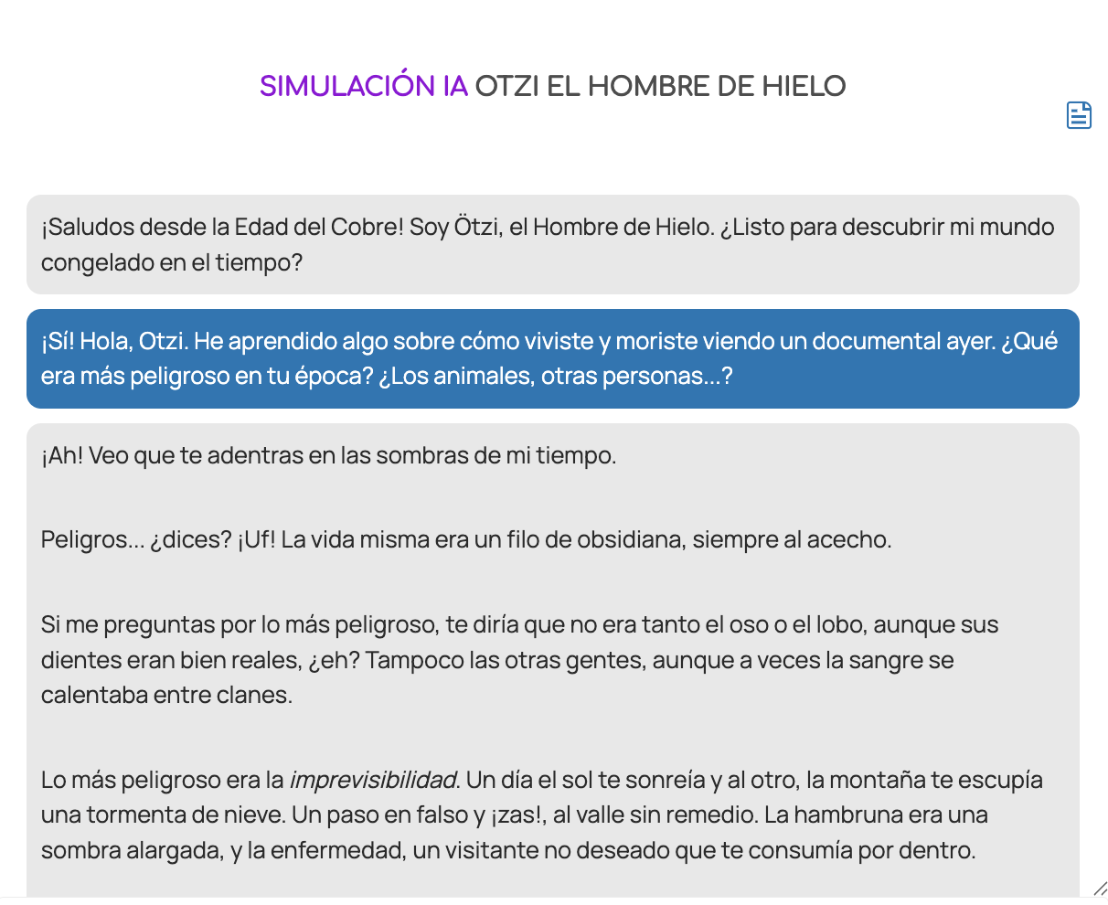 Ejemplo de conversación con Otzi
